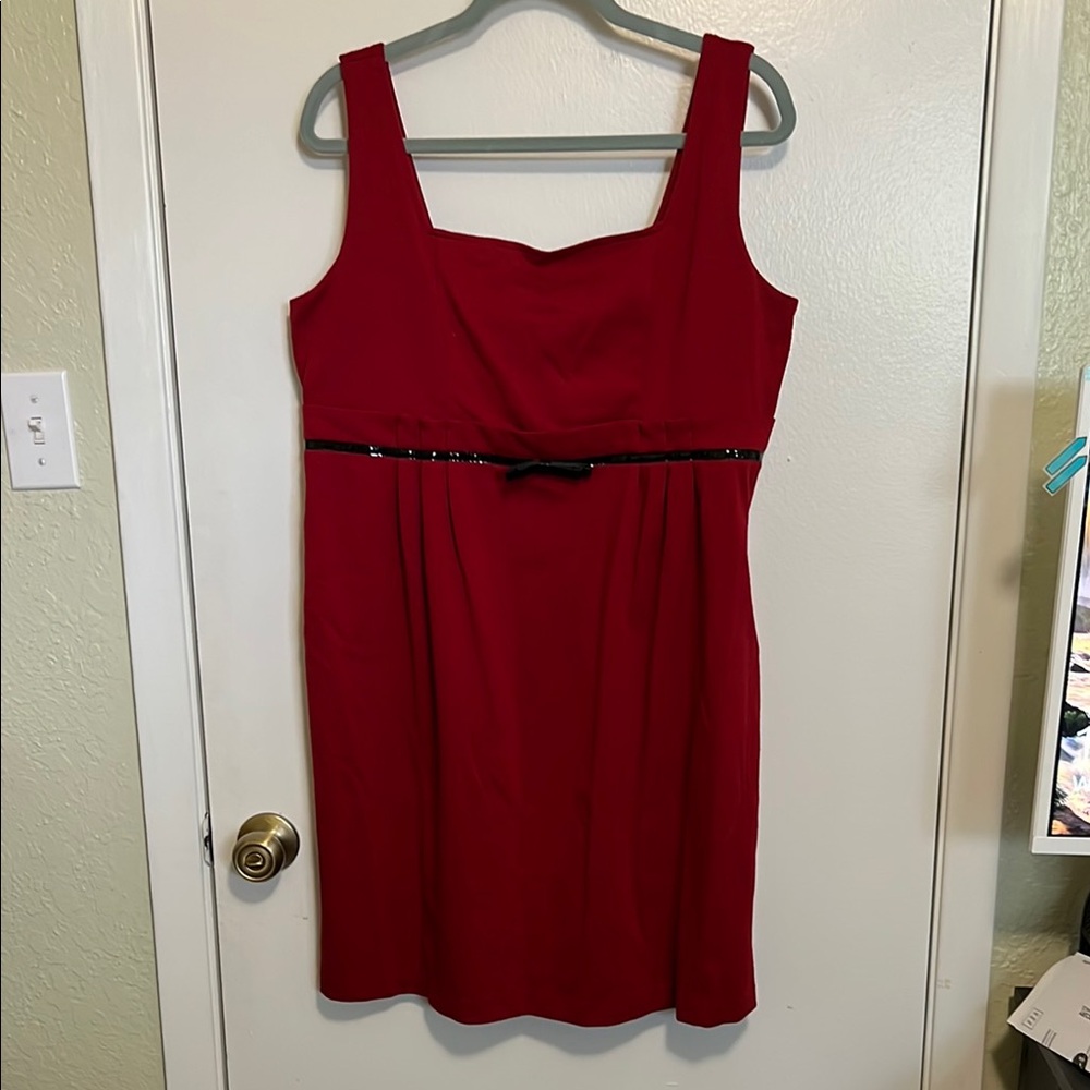Blu Sage Red Sheath Mini Dress Square Neck Sleeveless